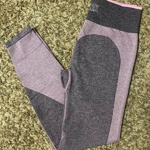 PINK- pink and grey seamless leggings- size Medium